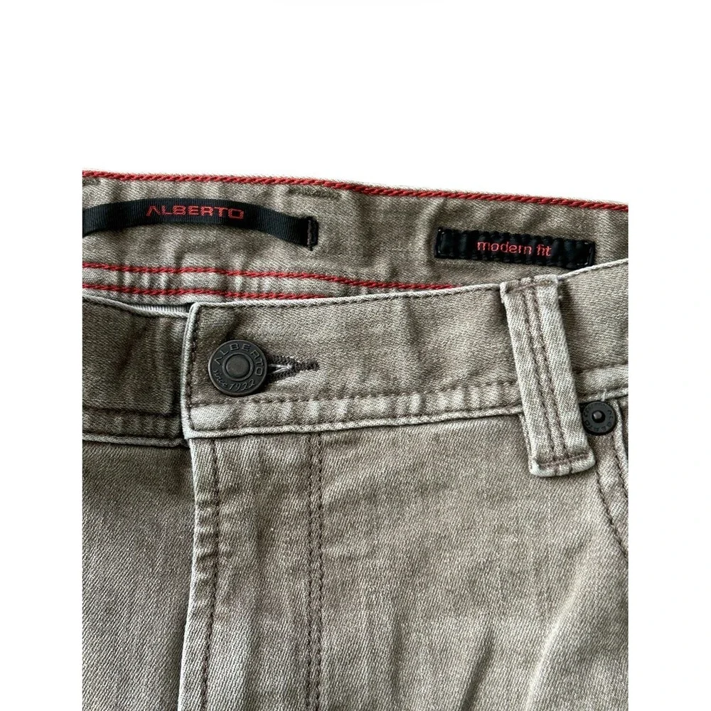 Alberto Modern Fit Brown Stretch Jeans Men 34x34 Luxury Designer Denim